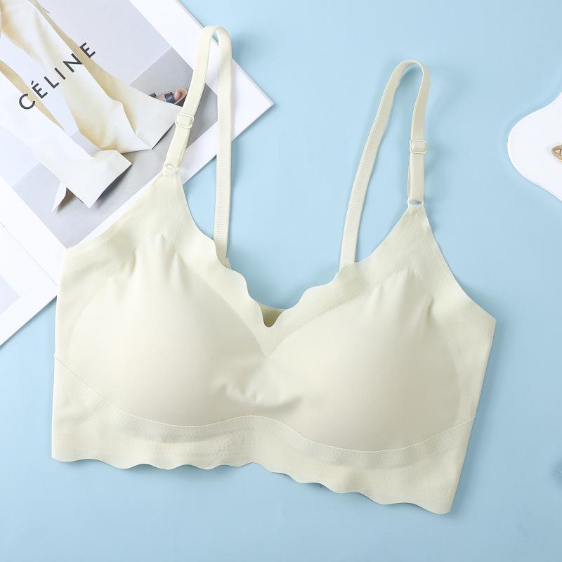 

Бесшовный беспроводной спортивный бюстгальтер большого размера из ледяного шелка с поддержкой и красивым дизайном спины Large