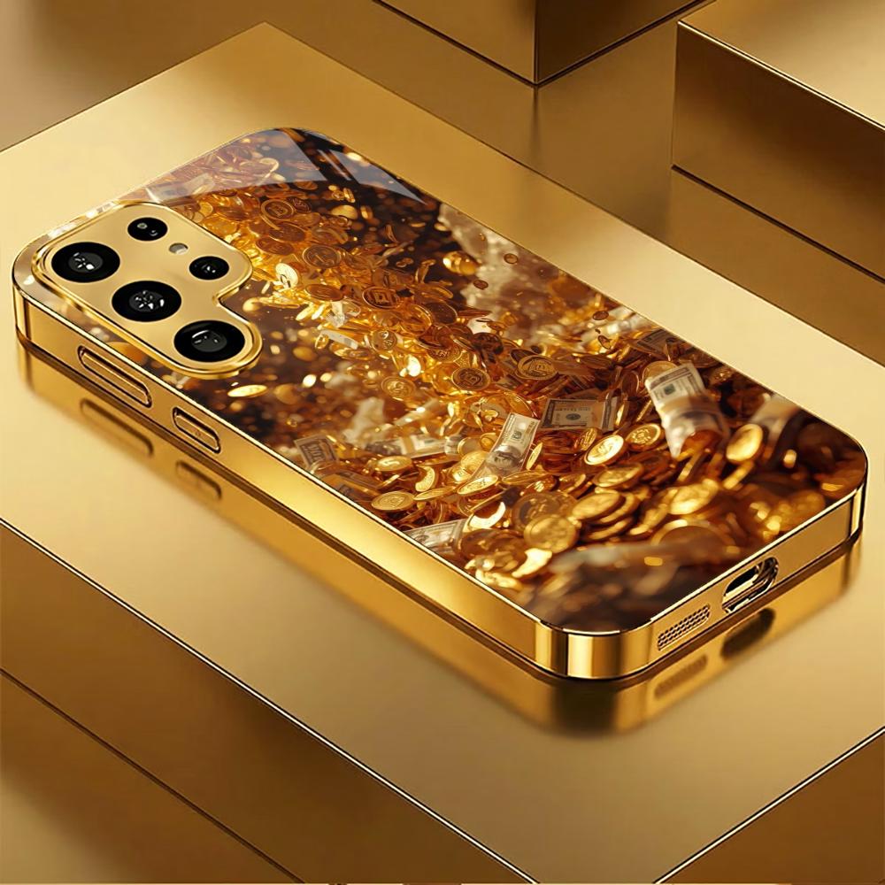 Wealth Protection High-end PhoneCase Electroplated Glass PhoneCase for Samsung Galaxy S26 S25 S24 S23 S22 S21 FE,Ultra,Plus