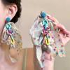 Cloth Fabric Flower Tassel Earrings Ear Jewelry Shell Earrings Fashion Tassel Earrings  Party