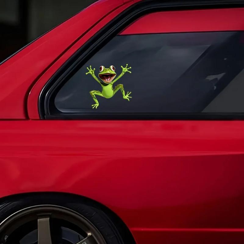 1Pc Green Frog Jump Funny Vehicle Decal Sticker for Laptop Water Bottle Phone Car Truck Van Motorcycle - Vehicle Paint Window