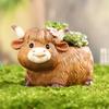 Highland Cow Planter Cute Cartoon Cattle Resin Plant Pot Rustic Animal Flower Pot with Drainage Hole for Outdoor Indoor Backyard Balcony Home Desk