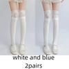 1pairs White Lace Lace Tied Ribbon Velvet Over Knee Socks Lolita Cute Sweet Calf Socks Women's Mid-Leg Kawai Thigh High Socks