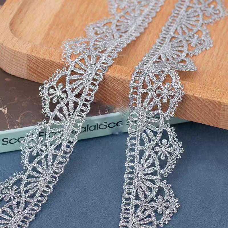 2 Yards/182CM Black Silver Lace Trim Ribbon Hollow-Out Webbing DIY Craft Gift Packing Sewing Decor Supplies 2.6cm