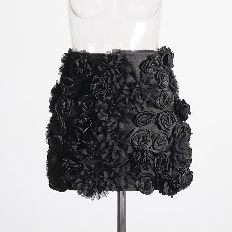 Spring 2025 A-Line Skirt: 3D Floral Detail, Sexy Slim Fit, Chic & Stylish