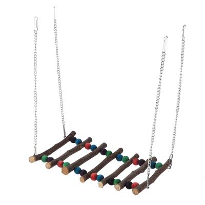 Parrot Swing Ponte Suspensa Contas Coloridas Escada de Madeira para Escalada Brinquedo para Passarinho PapagaioContas Duplas Sétimo