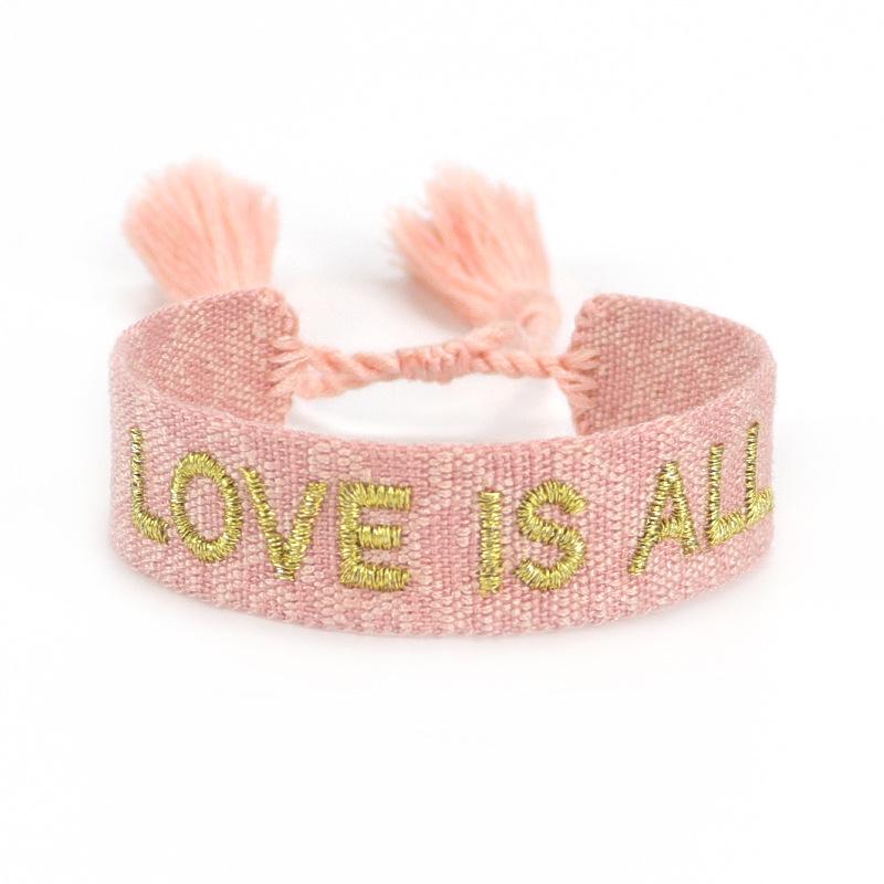 European & American Cross-border Embroidery Bracelet | Handmade Tassel & Letter Logo