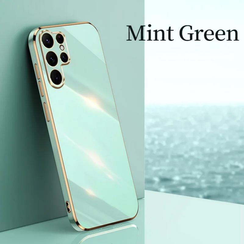 

Для Samsung S25 Ultra S25 + Чехол Роскошный Гальванизированный Мягкий Силиконовый ТПУ Чехол Для Galaxy S24 S23 FE S22Plus S21 S20 Защита Объектива Ударопрочный Бампер For Galaxy S25 зелёный