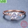 Female Crystal Stone Round Bridal Wedding Occasion Rings Rose Gold Tone Dainty Thin Finger Ring  Color Rings Minimalist Women Fine