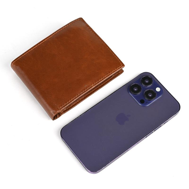 Střední italská bifold peněženka s okénkem na ID pro muže kožená peněženka