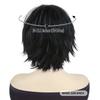 Short Black Wigs for Women Synthetic Hair Cosplay Wig with Bangs Shag Curly Hairstyles Anime Costume Party Halloween Wig Natural