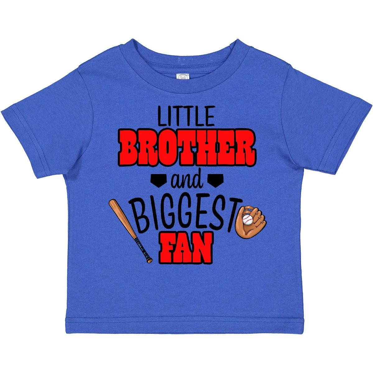 Inktastic Little Brother And Biggest Fan Baseball Glove And Bat Toddler kids boys T-Shirt 100