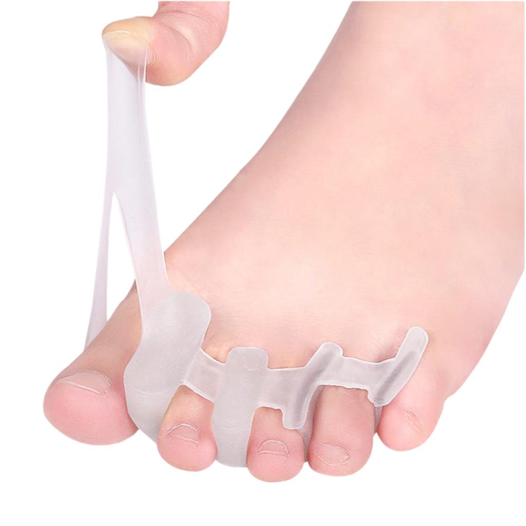 1Pair Four Hole Toe Separator Bunion Hallux Valgus Orthosis Gel Thumb Corrector Toe Straightener Toe Spreader Foot Protector
