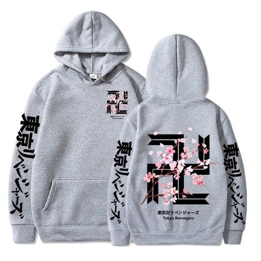Japan Anime  Revengers Cherry Blossom Graphics Hoodies Autumn Fleece Tokyo Gang Sweatshirts Cozy Clothes Tops