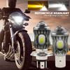1PC Motorcycle Headlight LED Lens focusing BA20D H6 H4 Bulbs Hi Lo beam Moto LED Motorbike Headlight Lamp Dual 12V-80V 3500LM