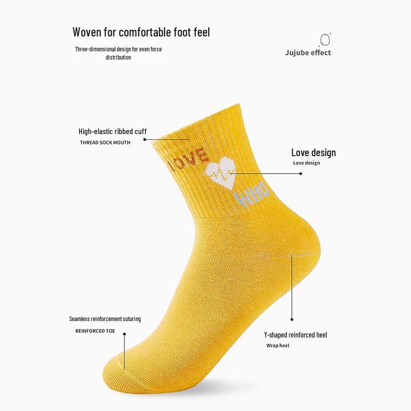 Langsha Women's 5-Pack Pure Cotton Mid-Calf Socks