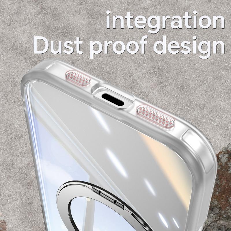 Magnetic Ring Stand Cover Case For iPhone 17 Pro Max 16 15 14 13 12 Pro Max Luxury Lens Protector Film Hybrid TPU+PC Clear Back Phone Holder Cover