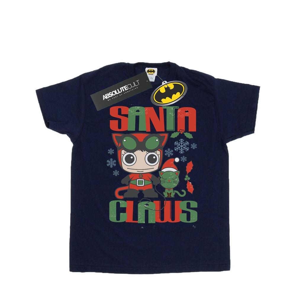 DC Comics Womens/Ladies Chibi Catwoman Santa Claws Cotton Boyfriend T-Shirt