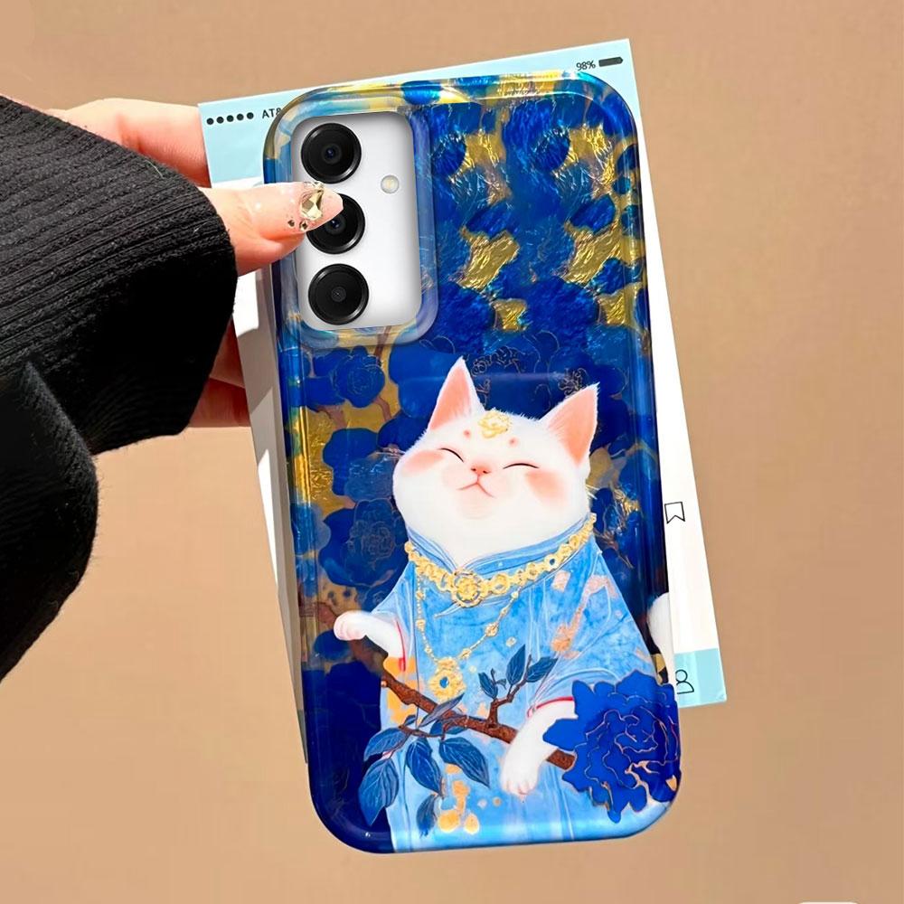 Lucky Cat Vortex Texture Women Phone Case for Samsung Galaxy A55 A56 A36 A26 A16 A53 A06 A14 A24 A34 A54 A15 A25 A35 A12 Cover