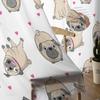 Cartoon Bulldog Love Window Treatment Tulle Modern Sheer Curtains for Kitchen Living Room the Bedroom Curtains Decoration