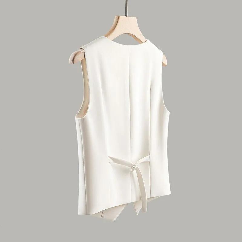 Women's Vest Coat Spring Autumn High-end Sleeveless Ladies Suit Vest Jacket Temperament Fashion Lady Blazer Horse Clip