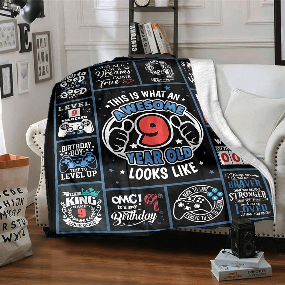 9Th Birthday Celebration Cozy Blanket Warmthful Decor for Sofa Couch Office Bed Picnics All-Season Use Cozy Home Lovers Gifting Relatives Y24
