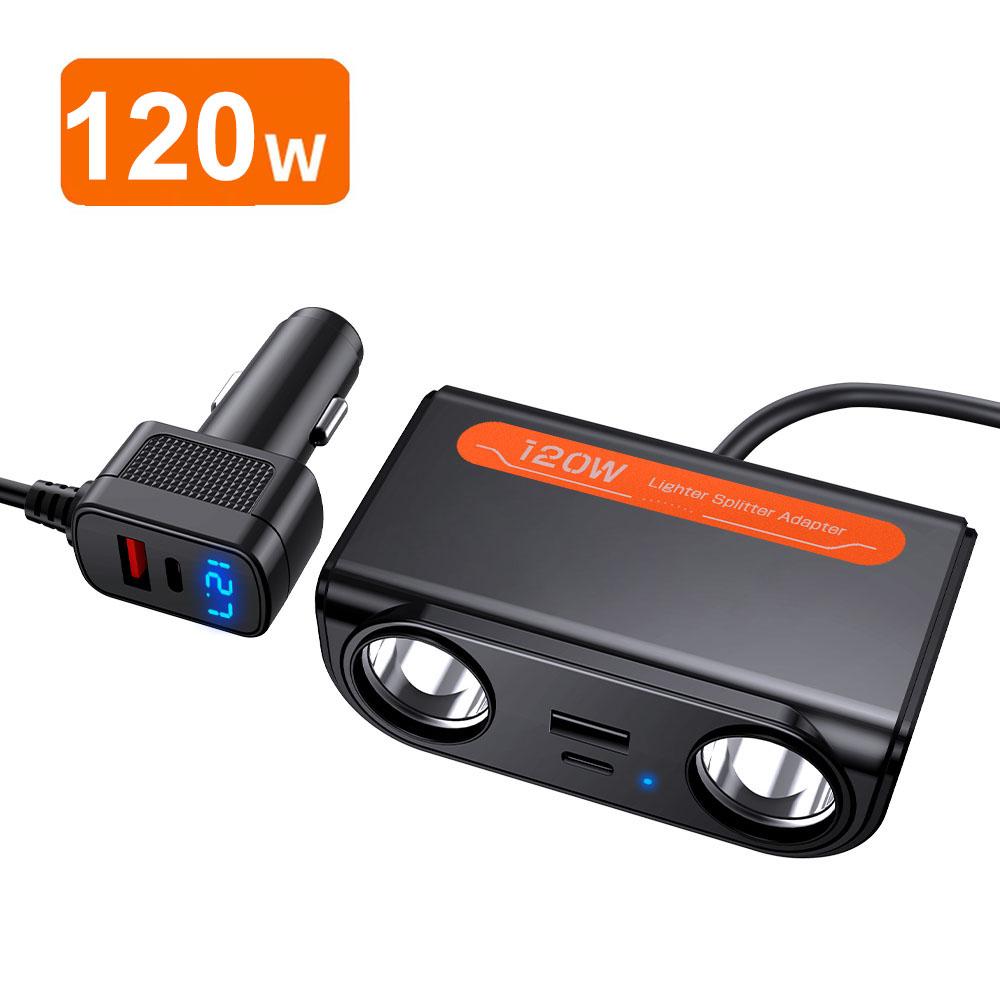 228W 9 In 1 Car Charger Adapter PD QC3.0 Charge Independent Switches DC Cigarette Outlet PD 3 Socket Cigarette Lighter Splitter