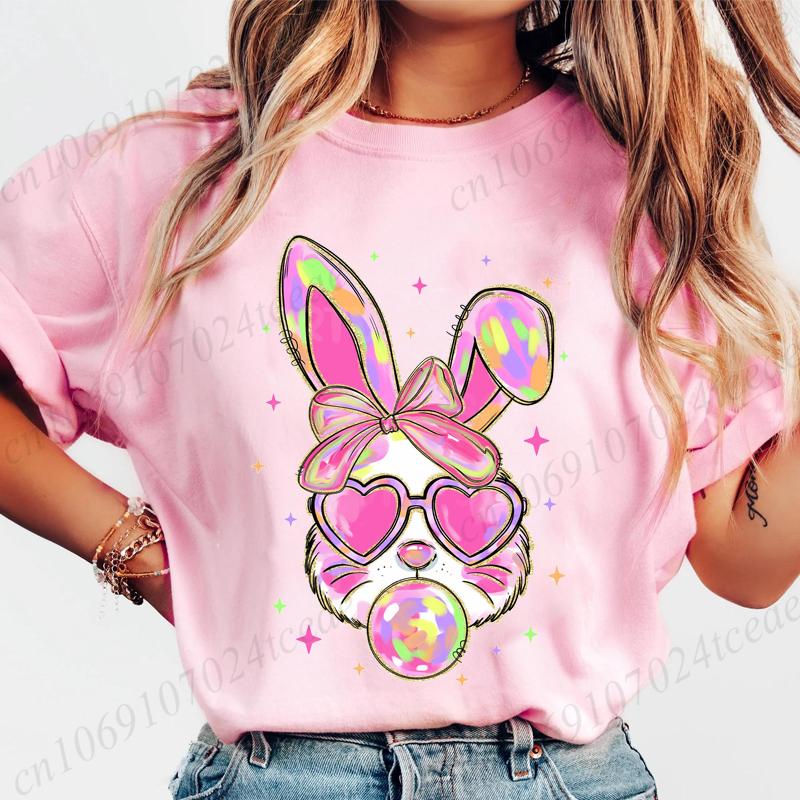 Coquette Bunny Print Women T-shirt Tshirt Summer Bunny Graphic Fashion Female T Shirts Woman Clothing Rabbit Cartoon Clothes