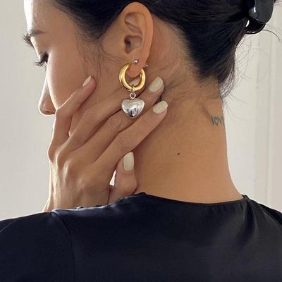 1 Paar Gold-Ohrringe für Damen, Vintage-Ohrringe in Herzform aus Silber für Damen