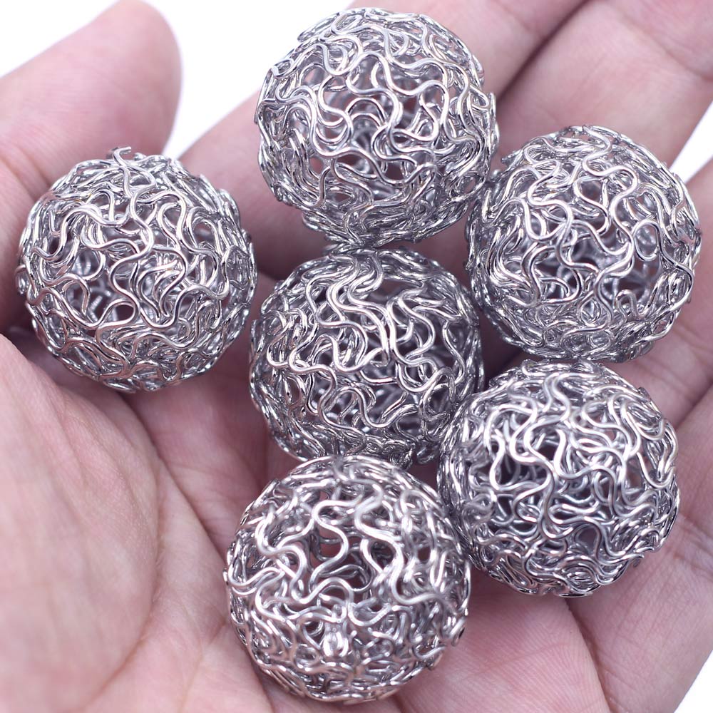 

5 шт. Разделительные бусины Витая шарик Проволочный сплав Полые круглые цилиндрические Серебристый Бронзовый Золотой цвет Ювелирные изделия DIY Фурнитура