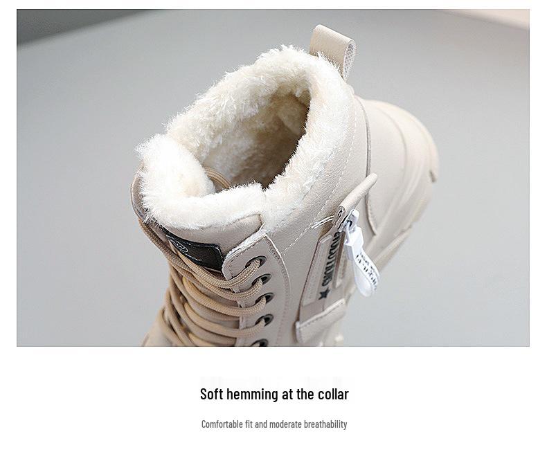 2025 Women's Winter Fleece-Lined Snow Boots - Thickened Ankle Martin Style, Warm & Sporty for Students