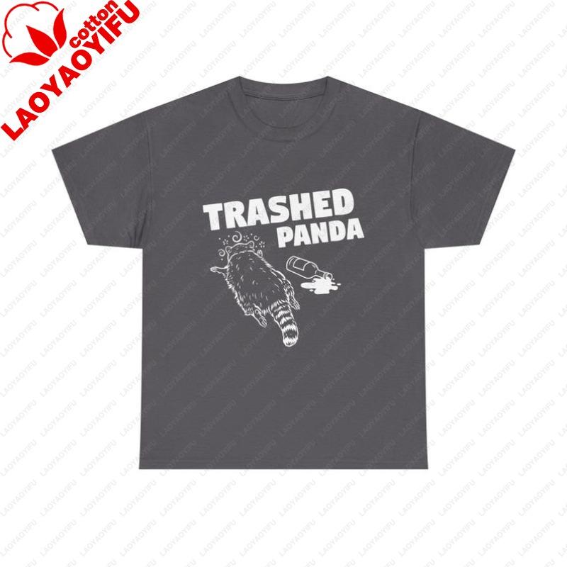 Funny Trashed Panda Racoon Gets Drunk Trashed Panda TShirt Drunken Raccoon Style Graphic Tee Women Clothing Graphic T Shirts