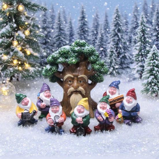 Grandpa Tree Figurine Resin Mini Gnome Statues Flower Fairy Miniatures Collectibles Fairy Garden Accessories for Indoor Outdoor Potted Plant