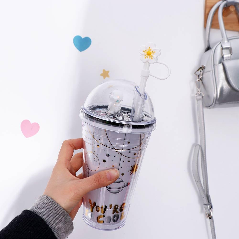Dust-Proof Cherry Blossoms Straw Cover Silicone Straw Tips Begonia Flower Straw Topper  Party