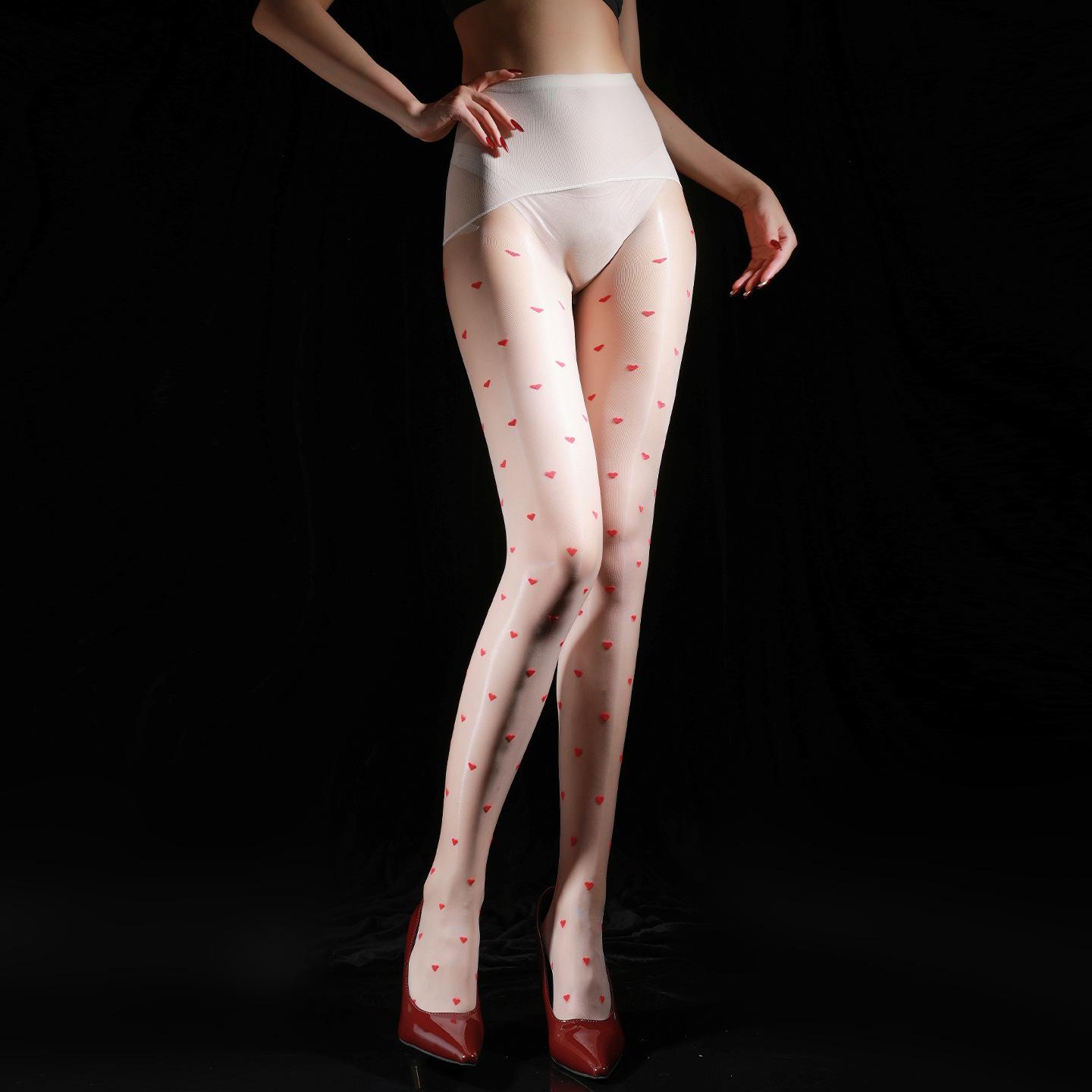 

Jacquard Stockings Aurora Stockings Ladies 360 Seamless Crotch Sexy Heart Polka Dot Shiny Open Crotch Ultra-thin Black Pantyhose open crotch