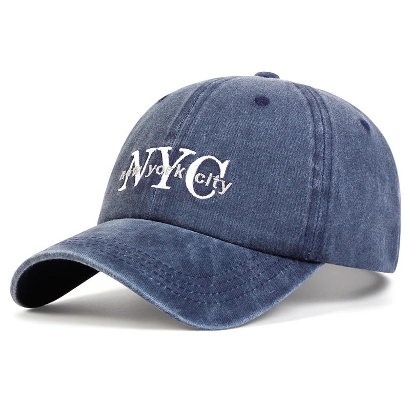 

Unisex NYC Letter Embroidery Wash Baseball Caps Spring and Autumn Outdoor Adjustable Casual Hats Sunscreen Hat Sports Cap тёмно-синий