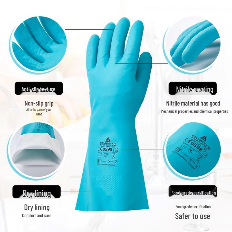 DELTAPLUS Cotton-Lined Nitrile Chemical Resistant Gloves 7.5