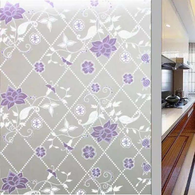 Frosted Window Film Slavic Privacy Decor, Self-Adhesive Bathroom Glass Cover, UV Blocking Frosted Sticker for Home