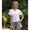 Women's Summer Polka Dot V-Neck Short Sleeve T-Shirt Top