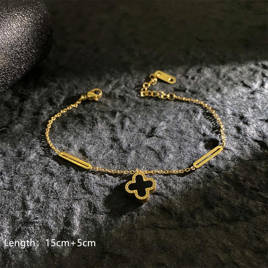 Four-leaf Clover Bracelet Titanium Steel Fashionable Roman Numeral Butterfly Bracelet