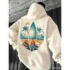 Men's Surfboard with Tree Beach Hooded Insulated Thickened for Comfortable Daily Outdoor Fashion Wear In Autumn and Winter