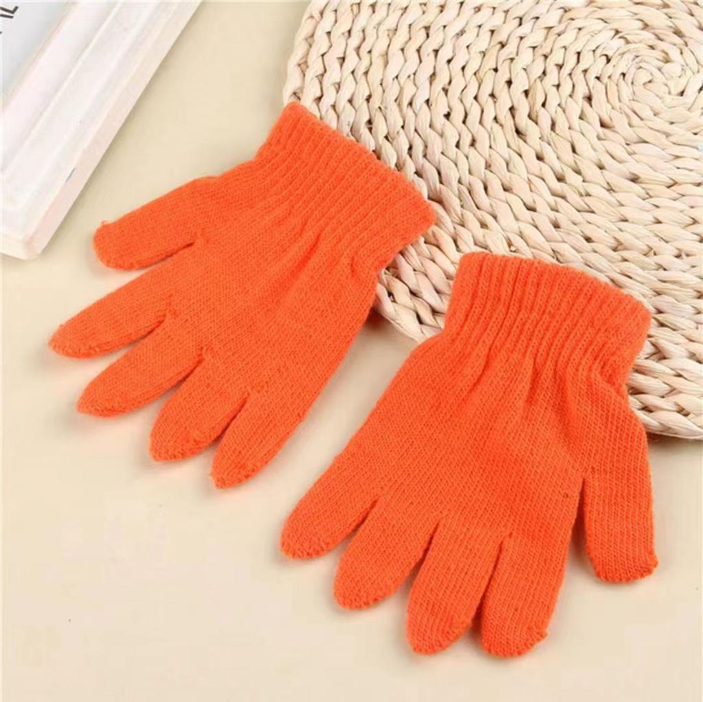 Autumn and winter men's and children's acrylic simple warm knitted gloves full finger magic gloves