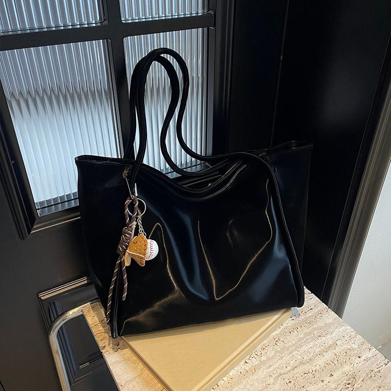 Cupid Love Pattern Women Tote Bag New Black Large Capacity Shoulder Bag PU Leather Handbag Shopping Bag