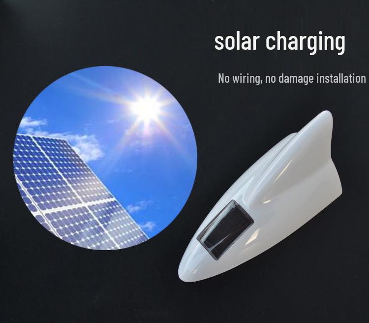 Colorful Shark Fin Solar-Powered Car Roof Antenna Light with Magnetic Tail Wing