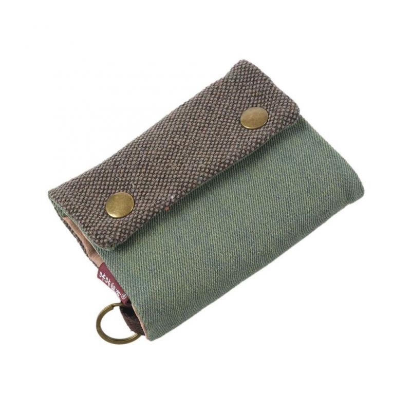 2X Unisex Männer Frauen Drei Schicht Gefaltete Manuelle Leinwand Brieftasche Tasche mit Multi-Kartenhalter, Junge Mädchen Multifunktions-Geldbörse