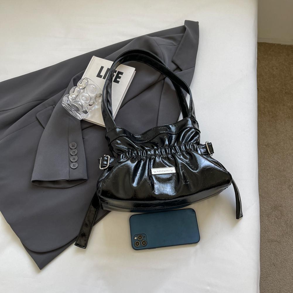 Plissierte Umhängetasche Damen PU Mode Handtasche geraffte solide Unterarmtaschen Hochwertige Tragetasche Luxus Achseltasche Chic Hobo Bag
