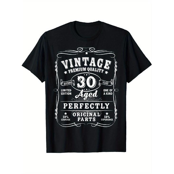 Men S Funny 30th Birthday T-Shirt - Vintage 30 Years Old Humor with Aged 30 Design, Limited Edition 30th Birthday Party Outfit, Casual Round Neck S