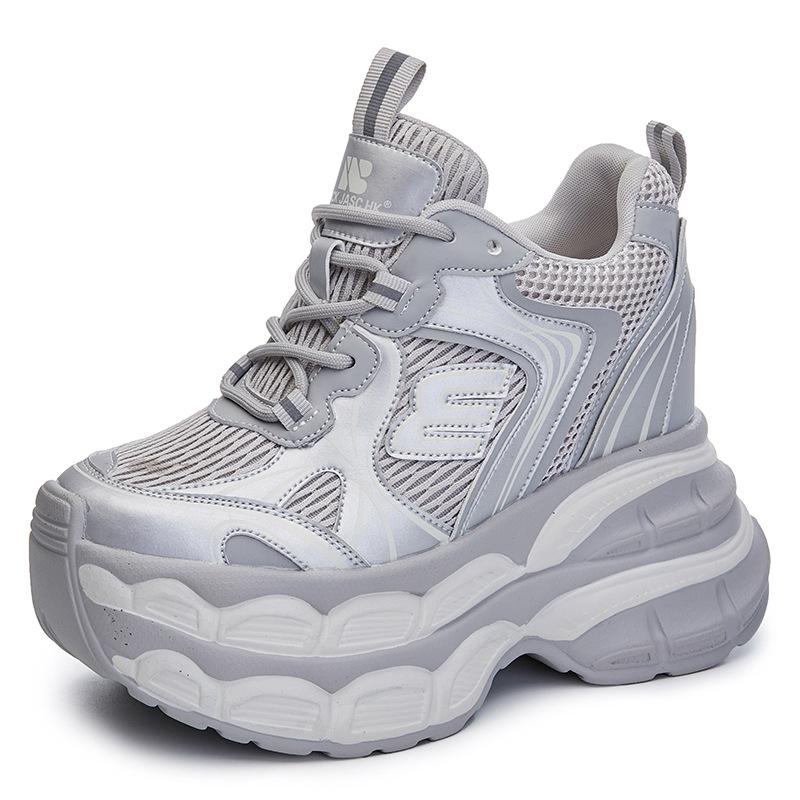 Thick-soled inner height increase 12CM dad shoes women's autumn new mesh breathable casual shoes small sports shoes
