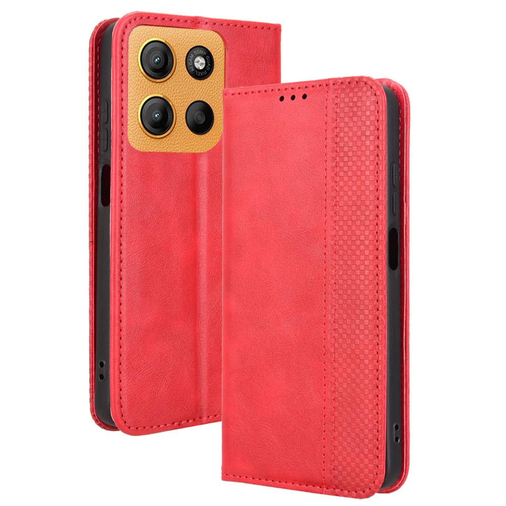 For Motorola Moto G15 4G/G15 Power 4G Leather Case Wallet Stand Retro Texture Phone Cover