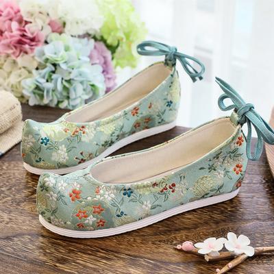 [Suya] Neue antike Han-Element bestickte Einzelschuhe Hanfu-Schuhe hochgebogene Kopfschuhe tausendschichtige Sohle ethnische Stoffschuhe Frauen
