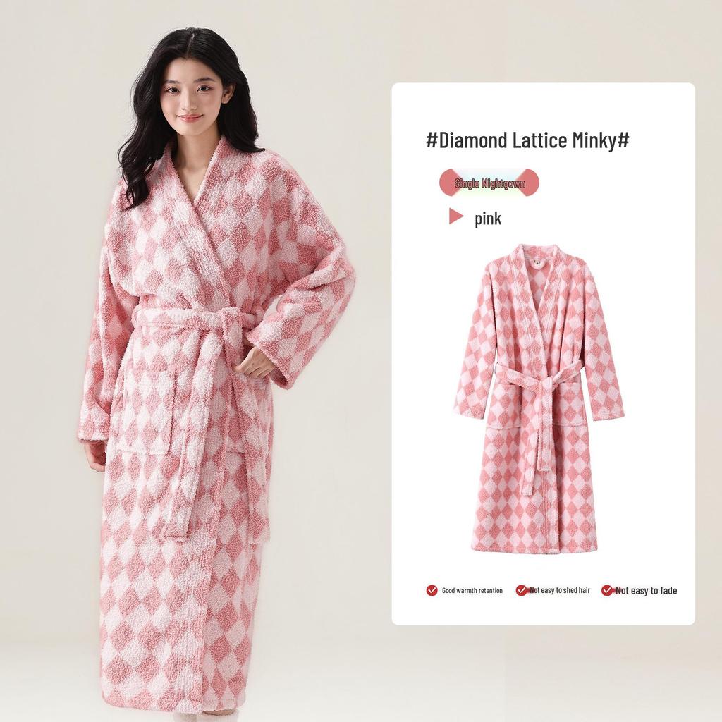 2025 Damen Verdickter Plüsch Velours Bademantel - Winter Lang Korallenfleece Homewear für Paare